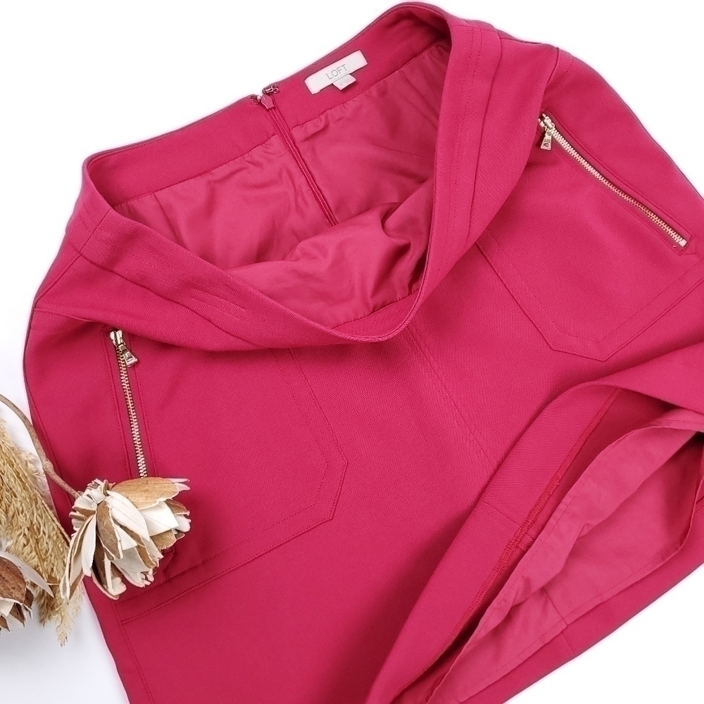 New Loft Pink Gold Zippered Pockets Skirts Sz  8 - Picture 3 of 12